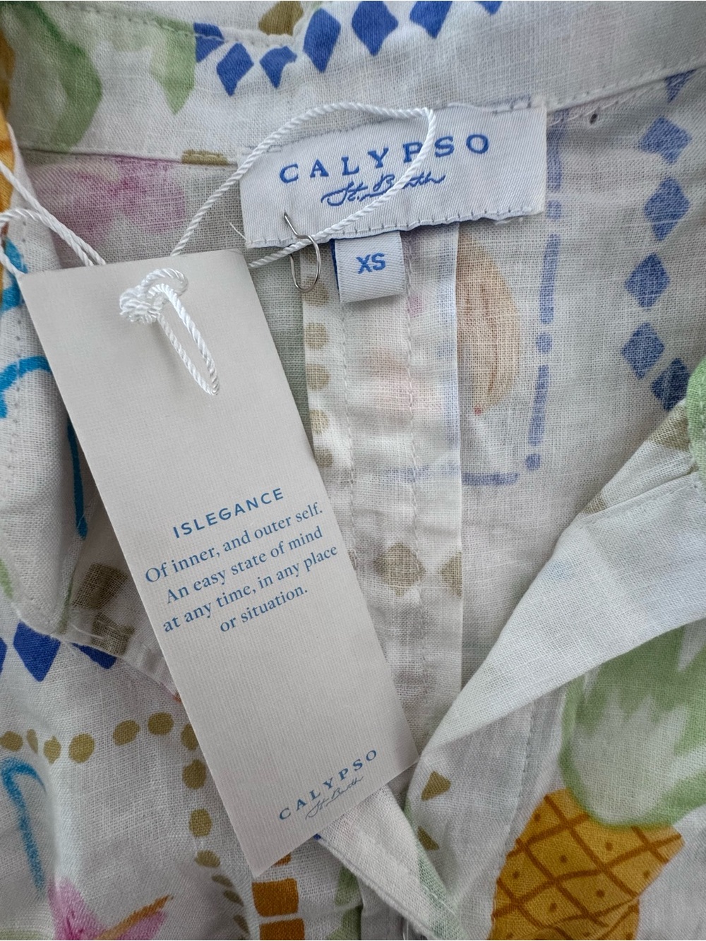 Calypso St Barth Tropical Linen Blend Shirt XS NWT High Low Resort Cover Up - Picture 6 of 9